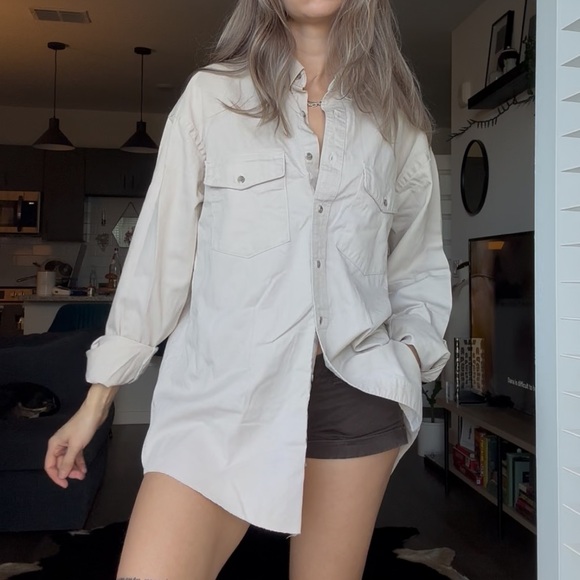 Wrangler Tops - Vintage Wrangler Beige Long Sleeve Shirt